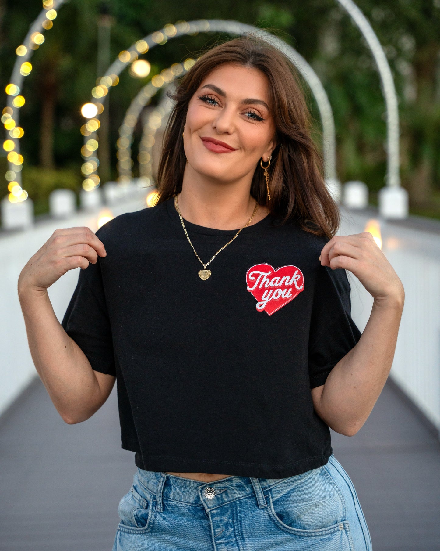 Thank You For Breaking My Heart Crop Tee - Black