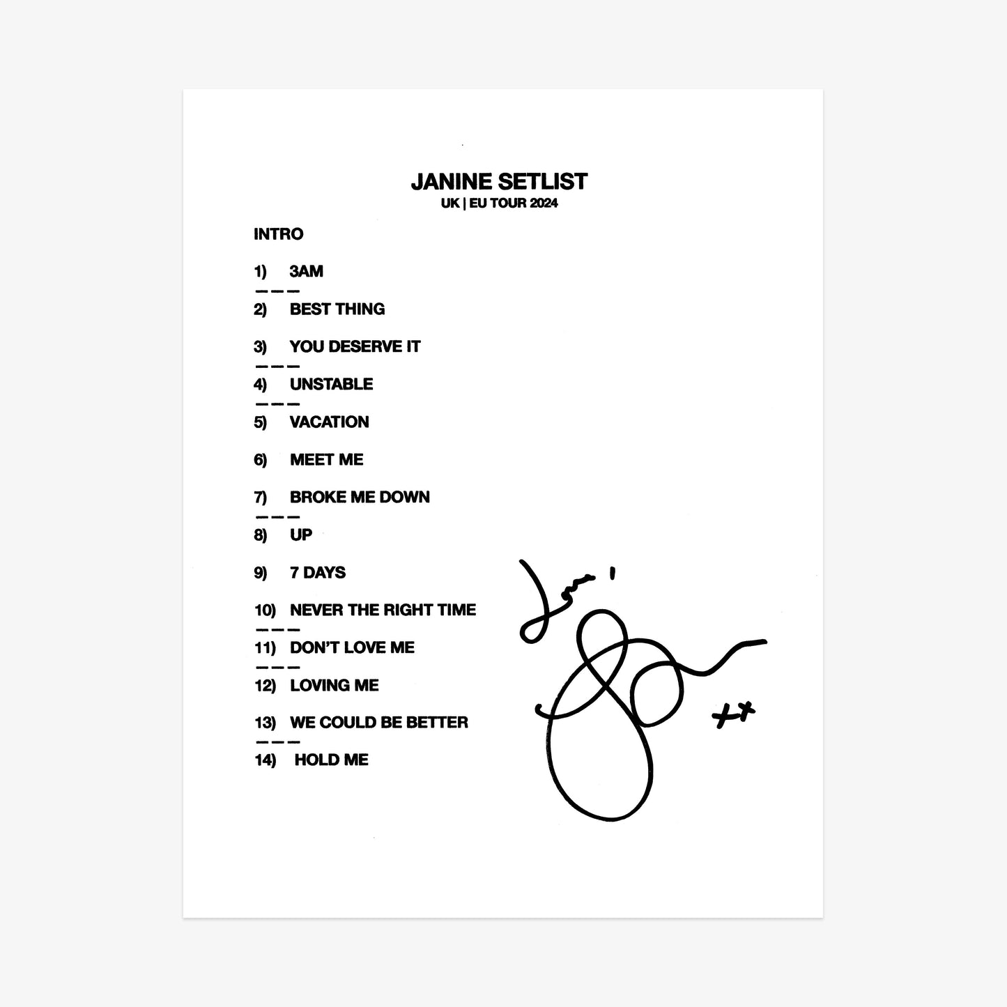 Signed Setlist - UK/EU Tour 2024