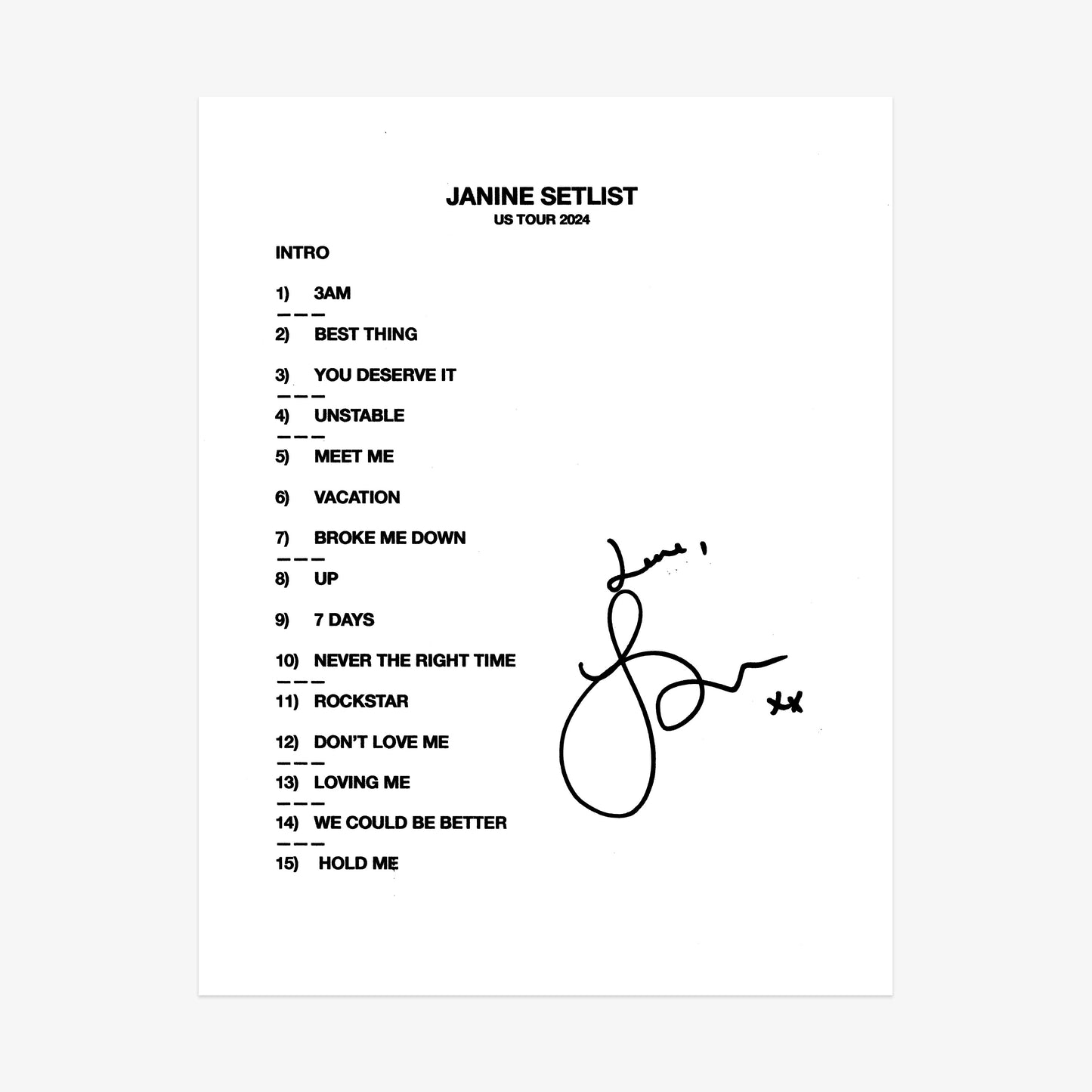 Signed Setlist - US Tour 2024
