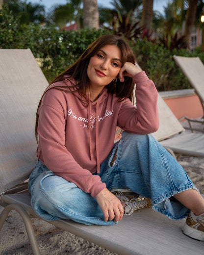 Pain and Paradise Women's Crop Fleece Hoodie - Mauve